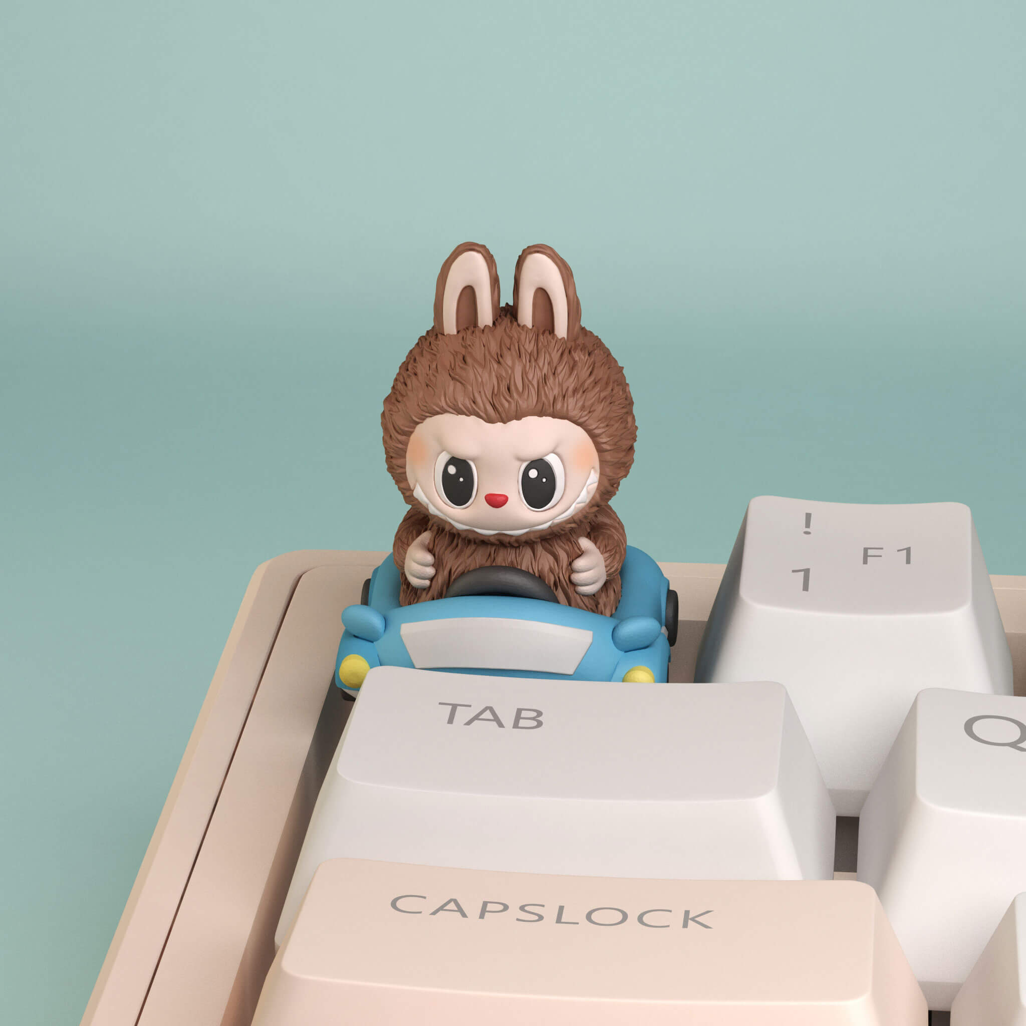 Labubu Driving a Toy Car Artisan Keycap