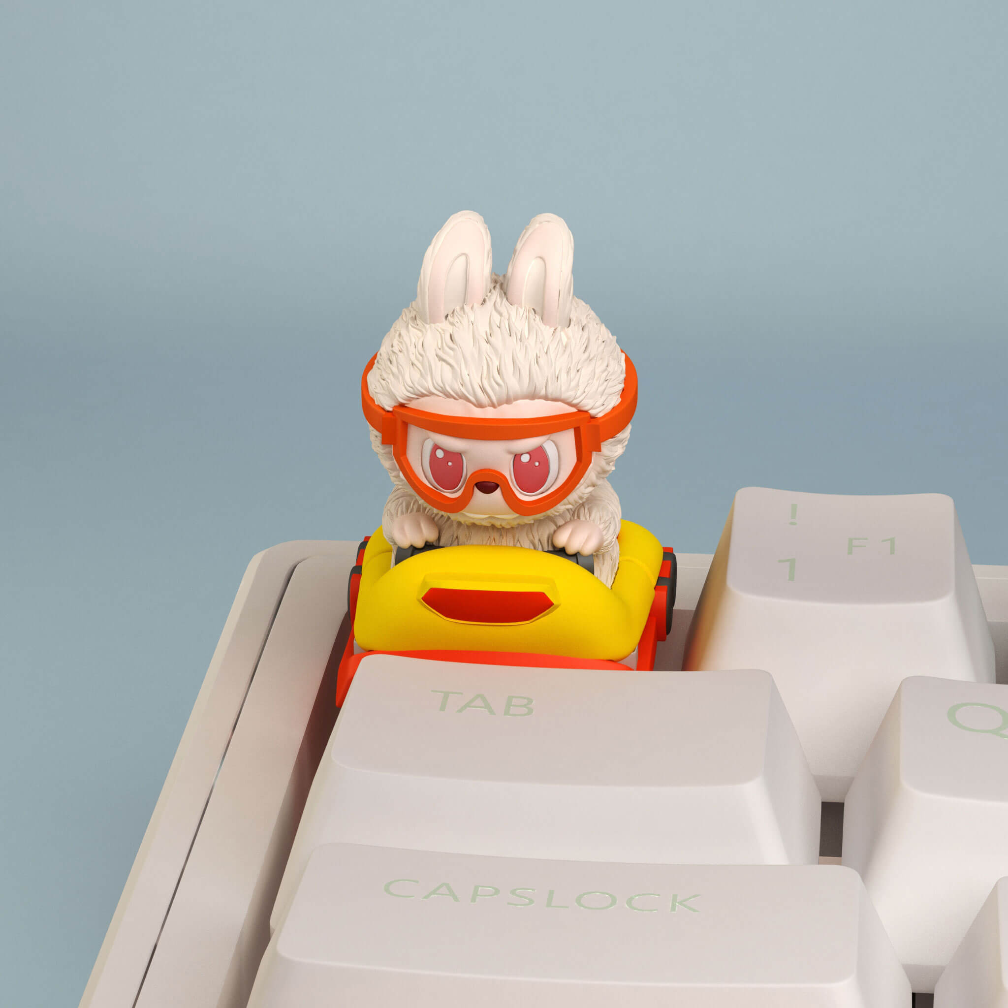 Labubu Driving a Toy Car Artisan Keycap