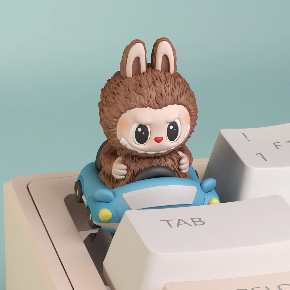 Labubu Driving a Toy Car Artisan Keycap